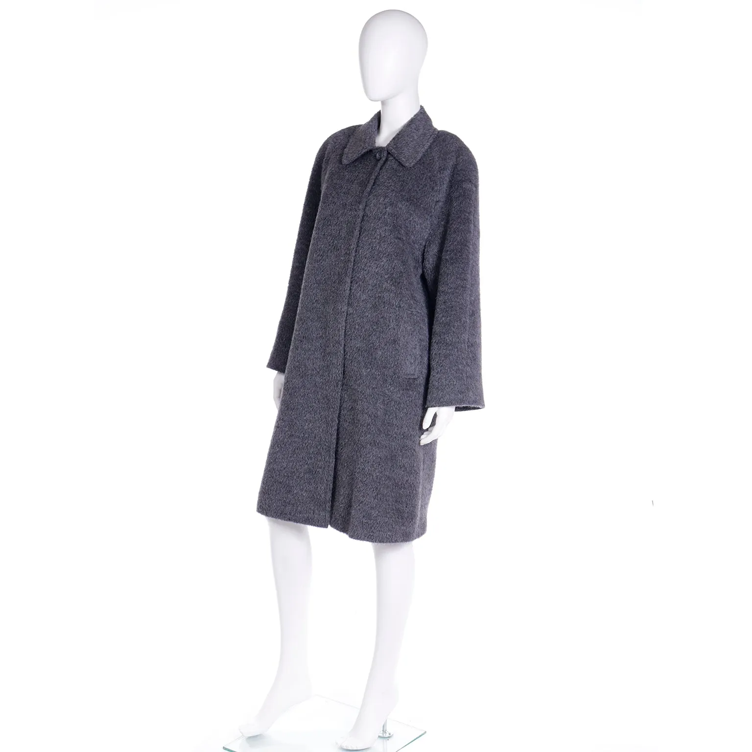 1990s Isaac Mizrahi Gray Alpaca/Mohair Blend Coat