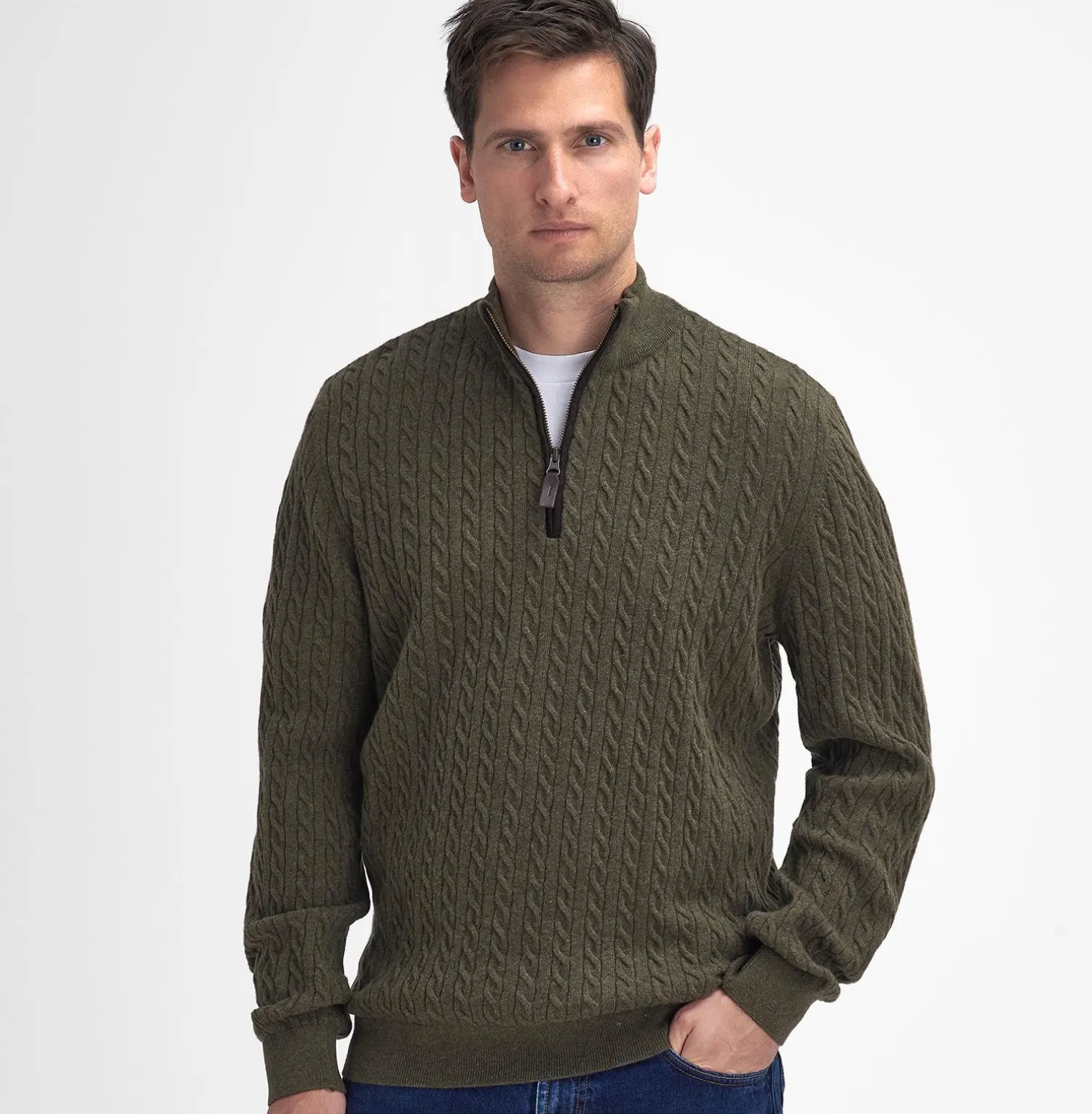 BARBOUR Ramsden Half Zip Sweater Olive