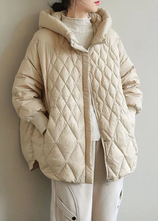 Beautiful Khaki Zip Up Casual Duck Down Winter down coat