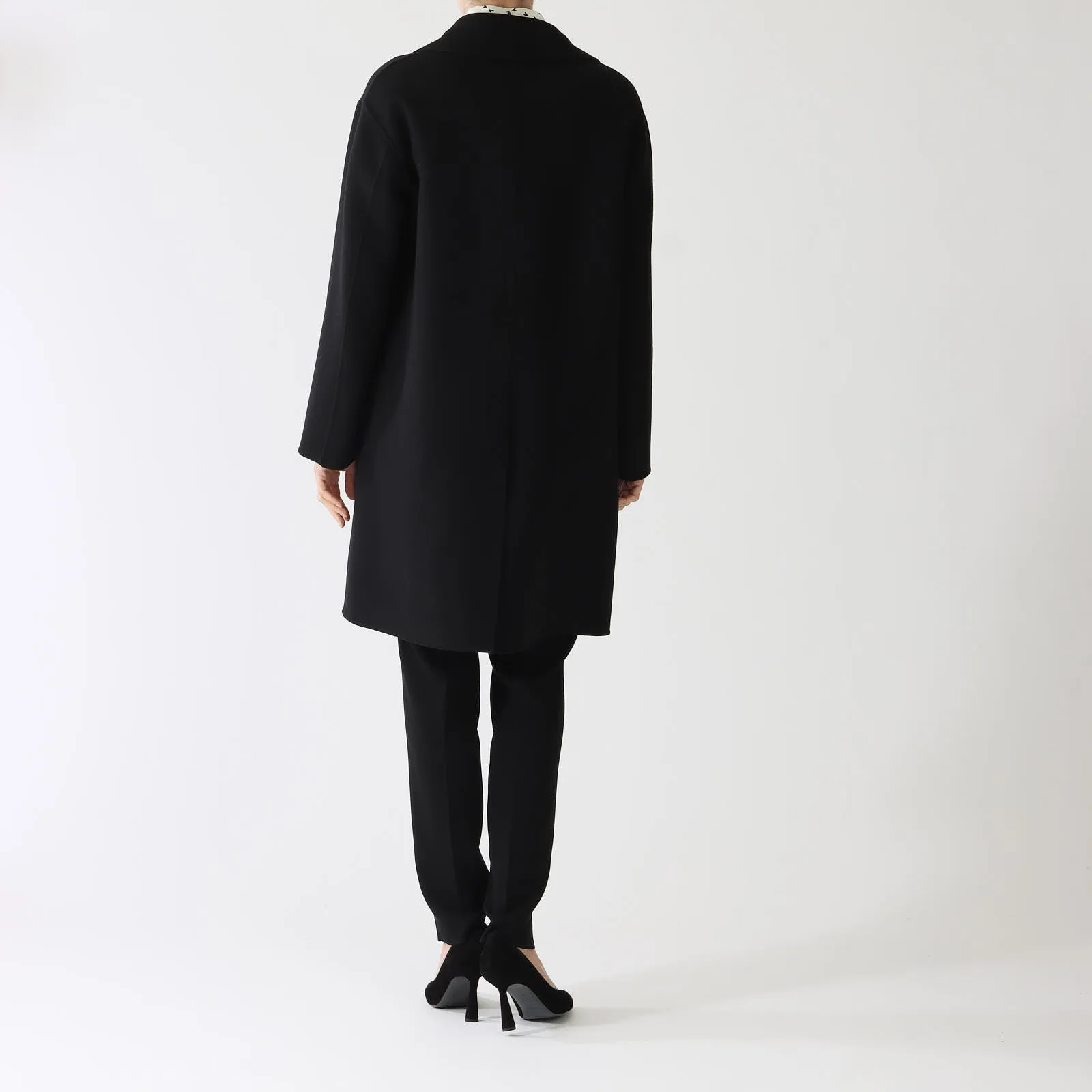 Black Assunta Single-Breasted Wool Coat