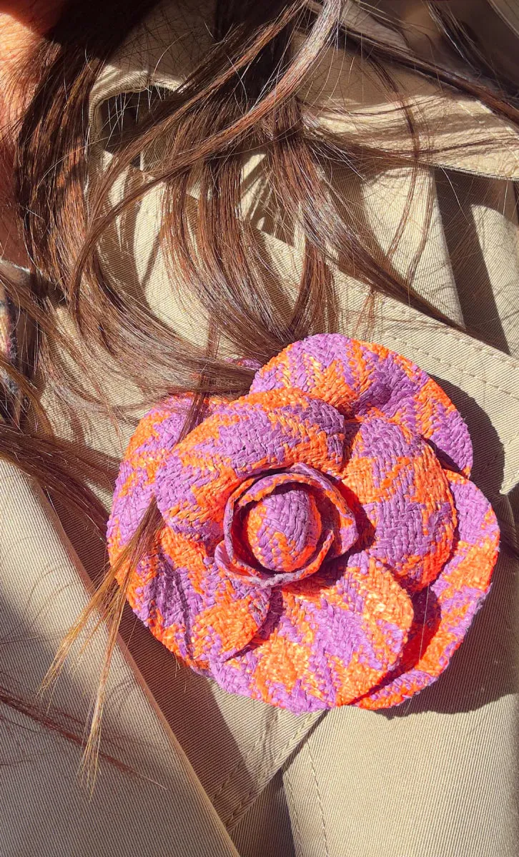 CAMELIA Fabric Rose Flowers brooch