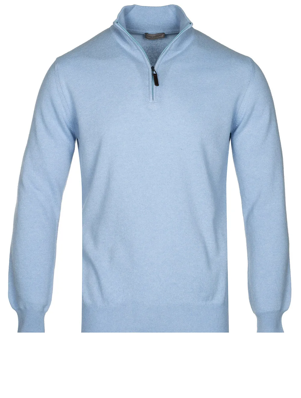 Cashmere & Merino Wool Half Zip Light Blue