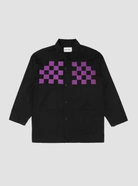 Checker Embroidered Block Jacket Black