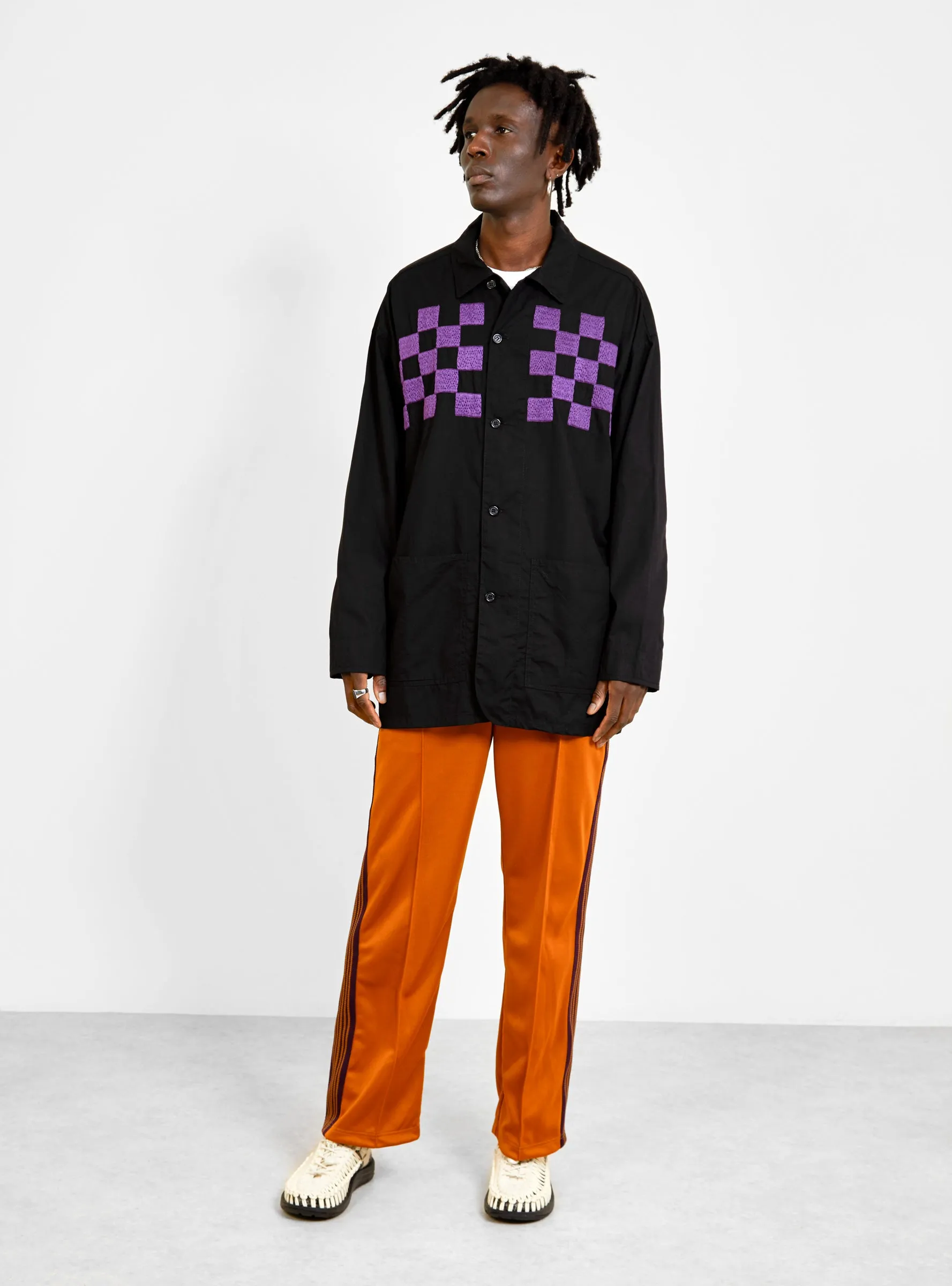 Checker Embroidered Block Jacket Black