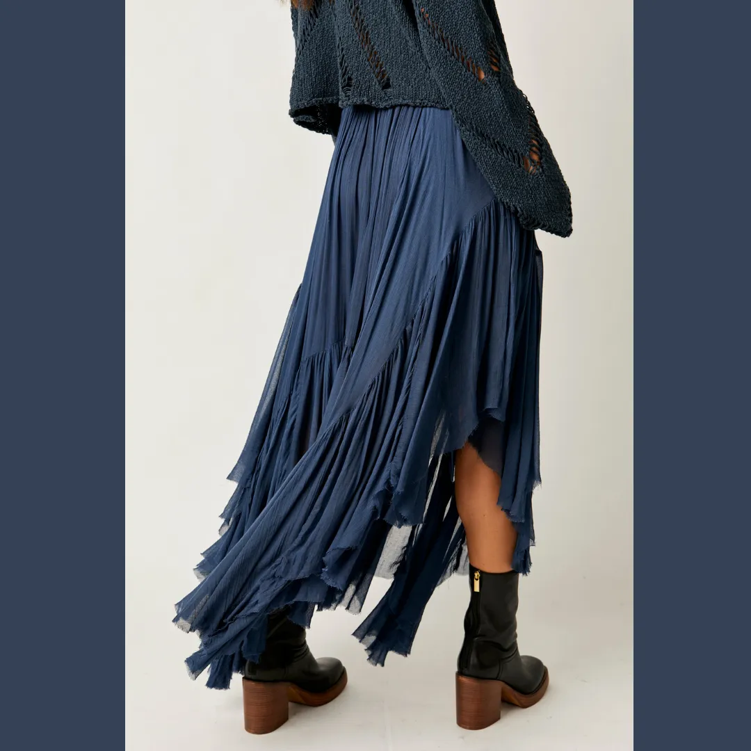 Clover Tiered Skirt - Indigo