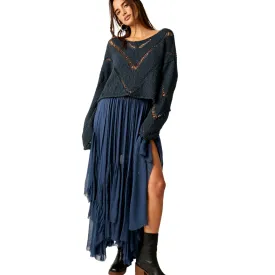 Clover Tiered Skirt - Indigo