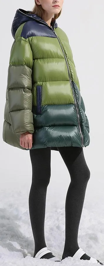 Color-Block Short Puffer Coat