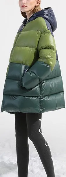 Color-Block Short Puffer Coat