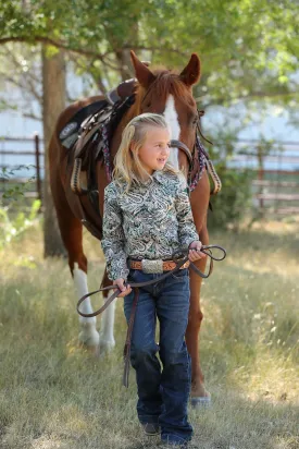 Cruel Girl Girls Paisley Print Western L/S Shirt - CTK7413001