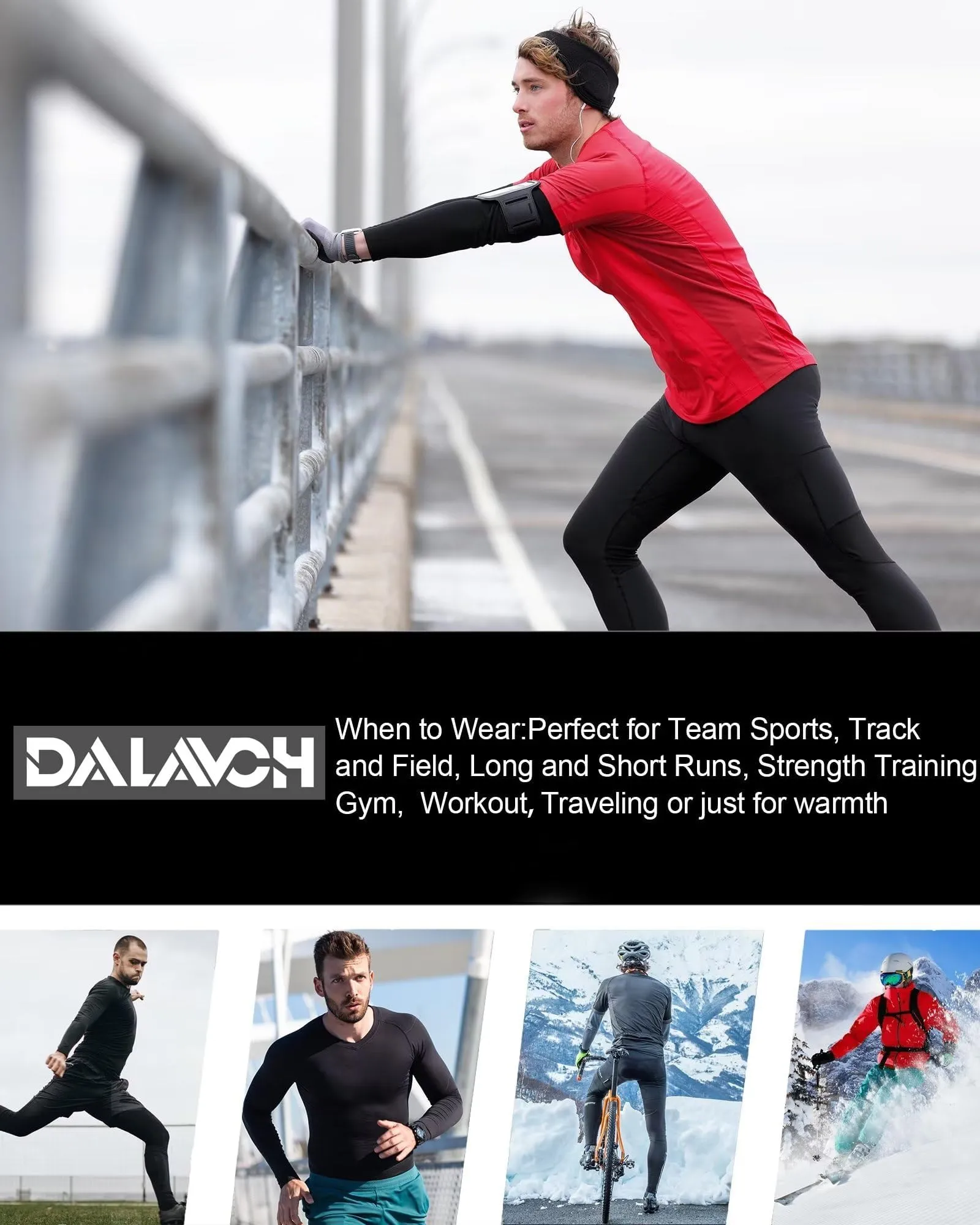 Dalavch 5 Pack Thermal Compression Shirts for Men Long Sleeve Running Gear Undershirt Base Layer for Winter Cold Weather 5 Black Large