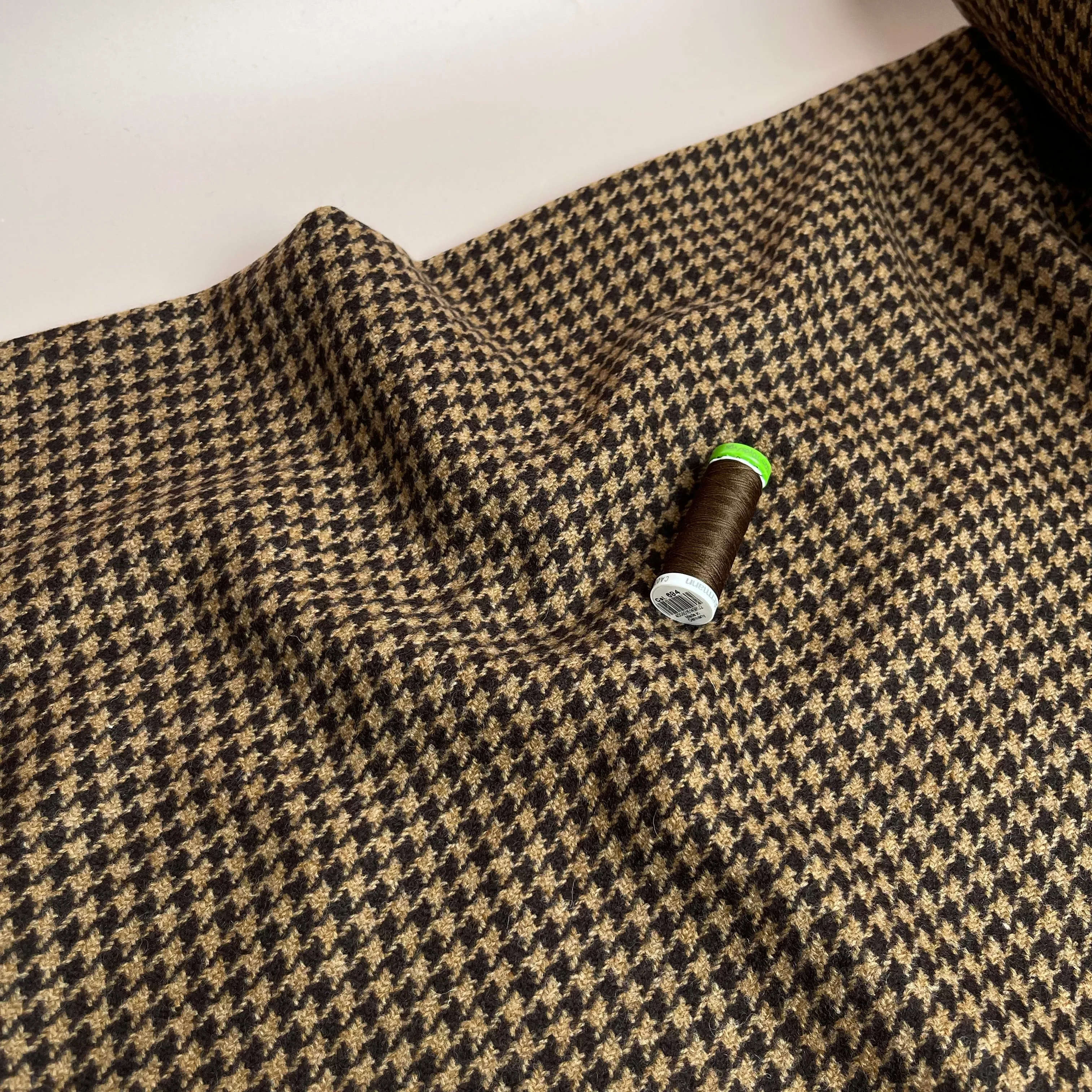 Deadstock Houndstooth Pure Soft Wool Coating