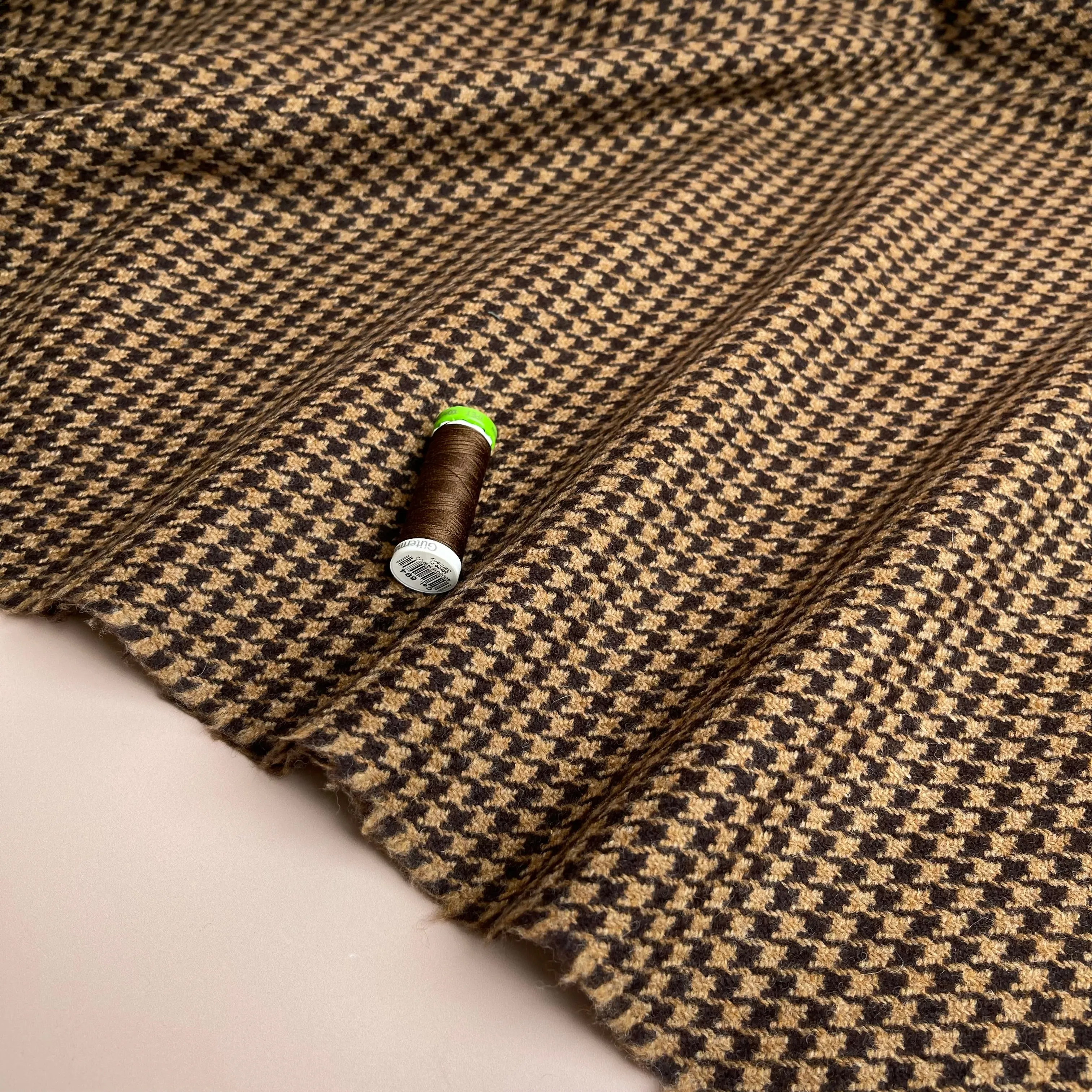 Deadstock Houndstooth Pure Soft Wool Coating