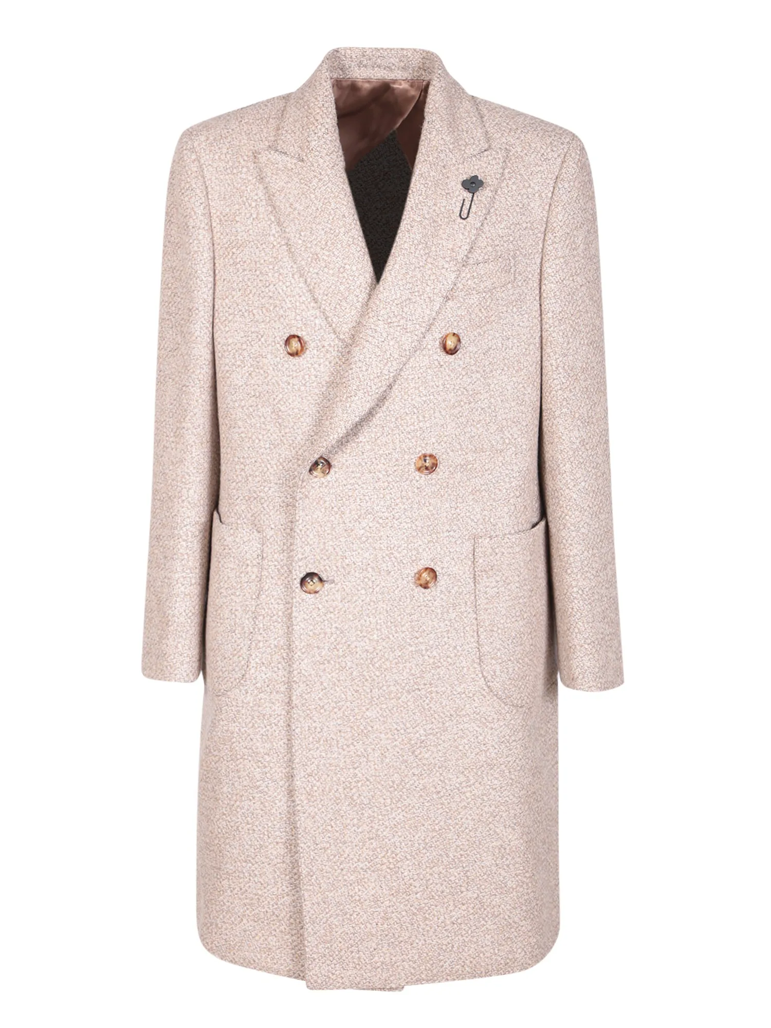 Double-breasted tailored light beige coat