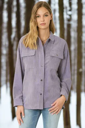 Entro Corduroy Button Down Top - Purple Haze