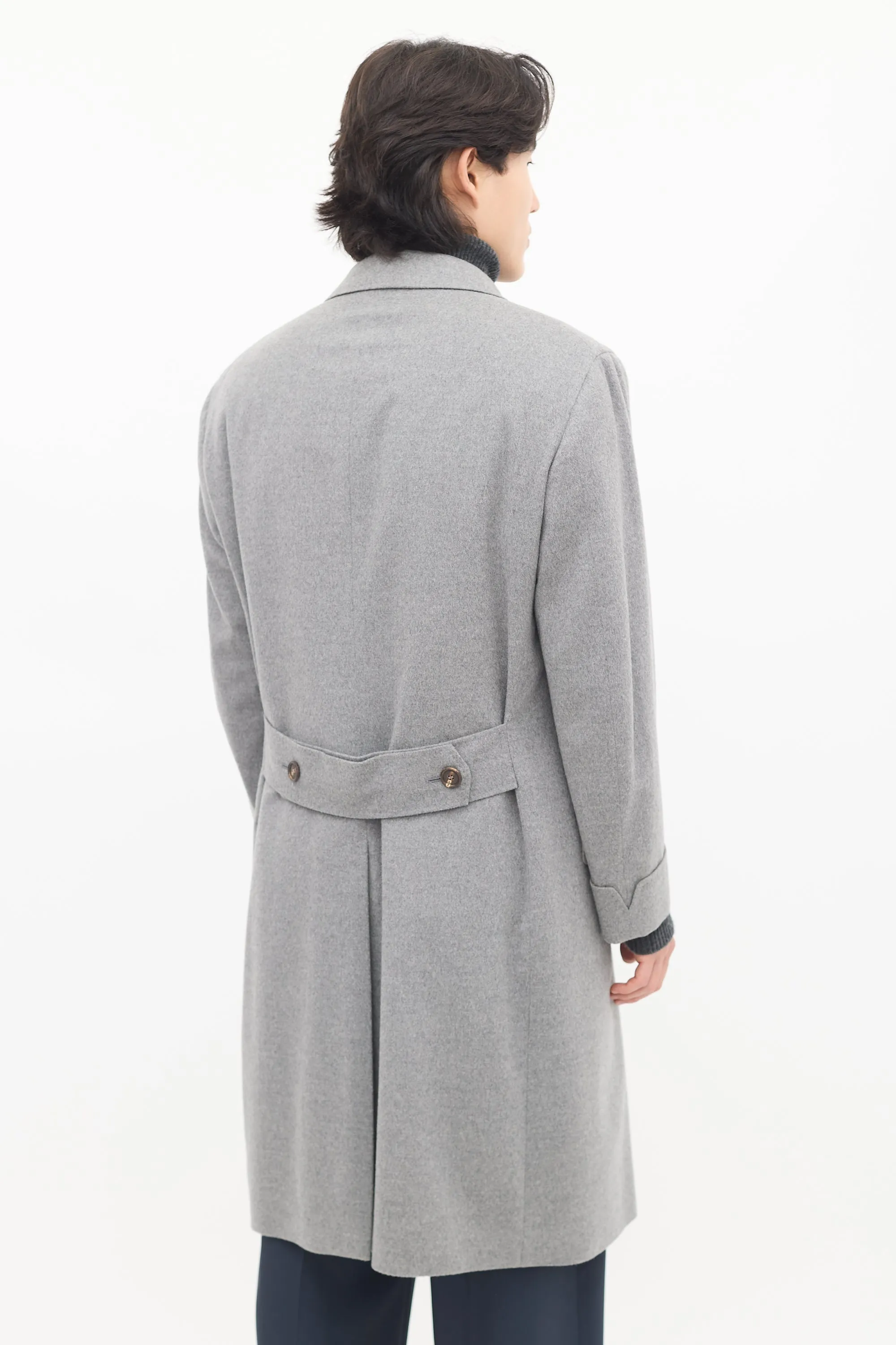 Grey & Navy Wool Detachable Vest Coat