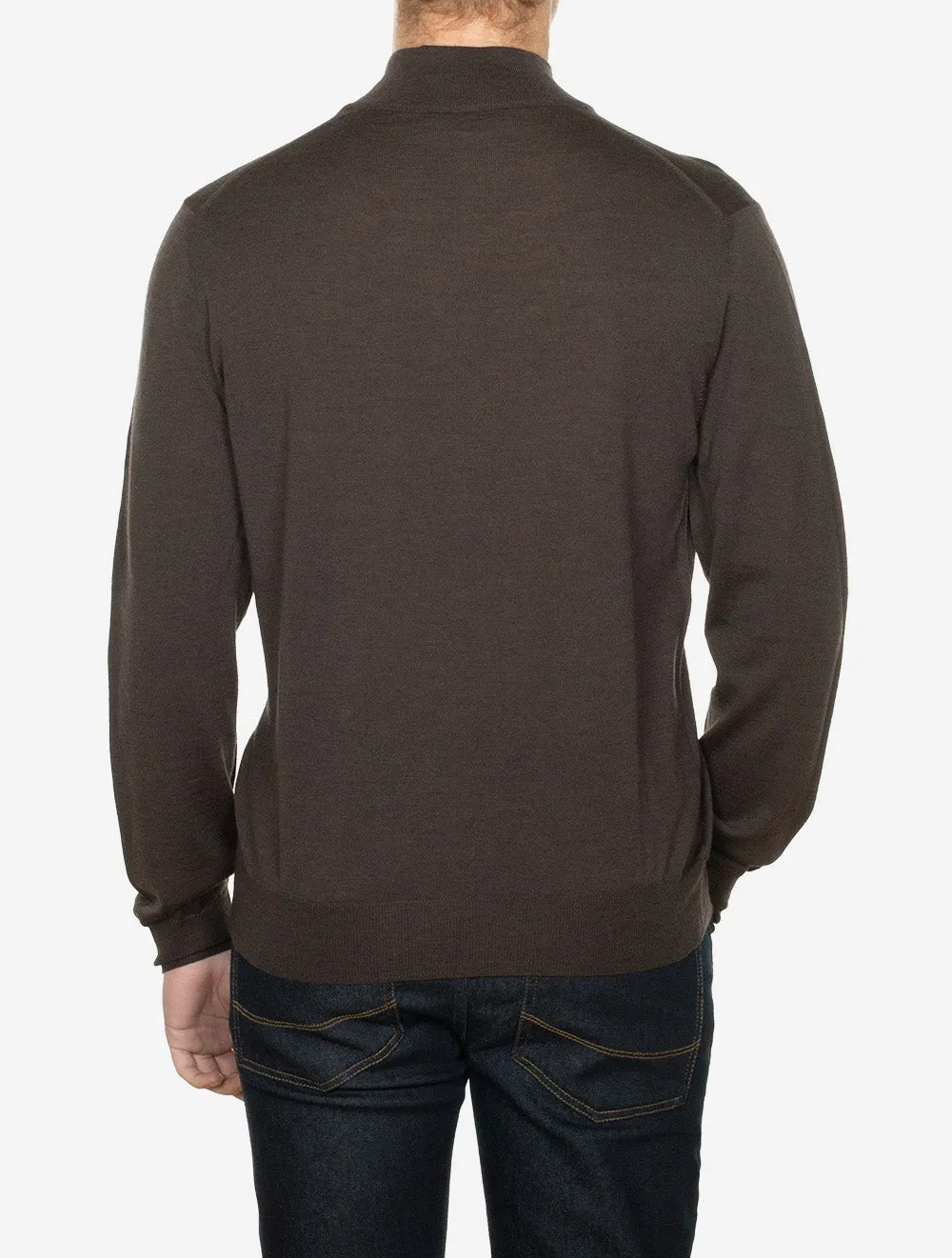 Half Zip Merino Wool Knitwear Brown