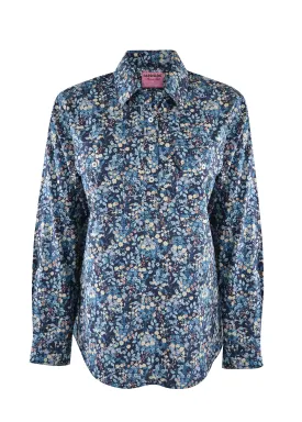 Hard Slog Ladies Print Half Placket L/S Shirt - Navy - H1S2101037