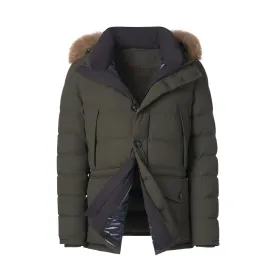 Hooded Down Winter Jacket in Green