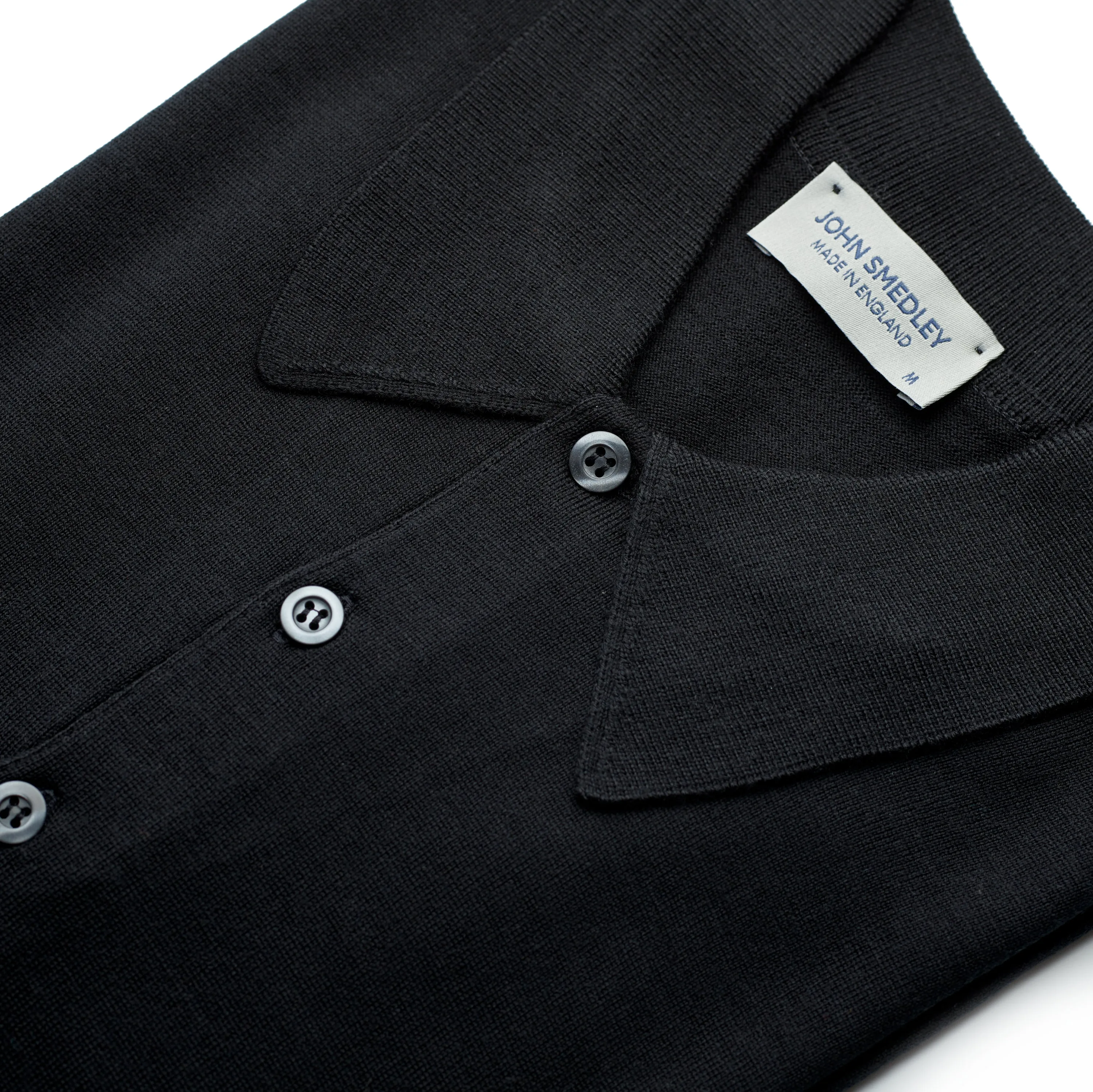 John Smedley Dorset Black Long Sleeve Polo Shirt