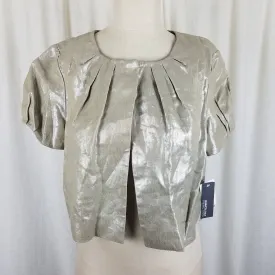 Kenneth Cole Reaction Expressive Metallic Linen Cropped Jacket Blazer Womens 10