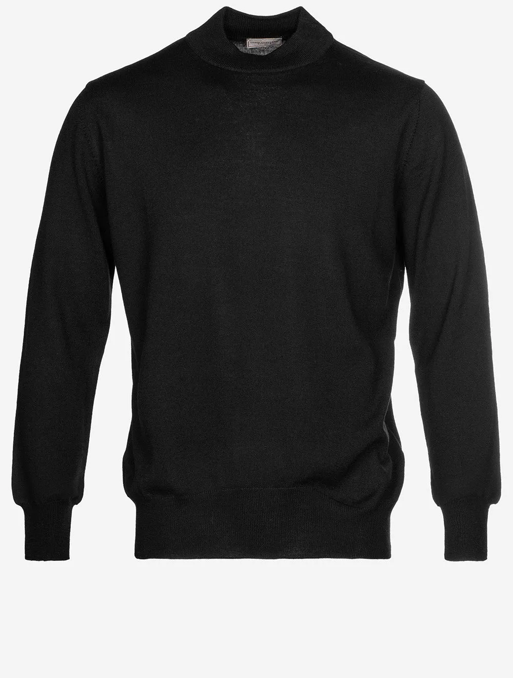 Merino Wool Mock Neck Black