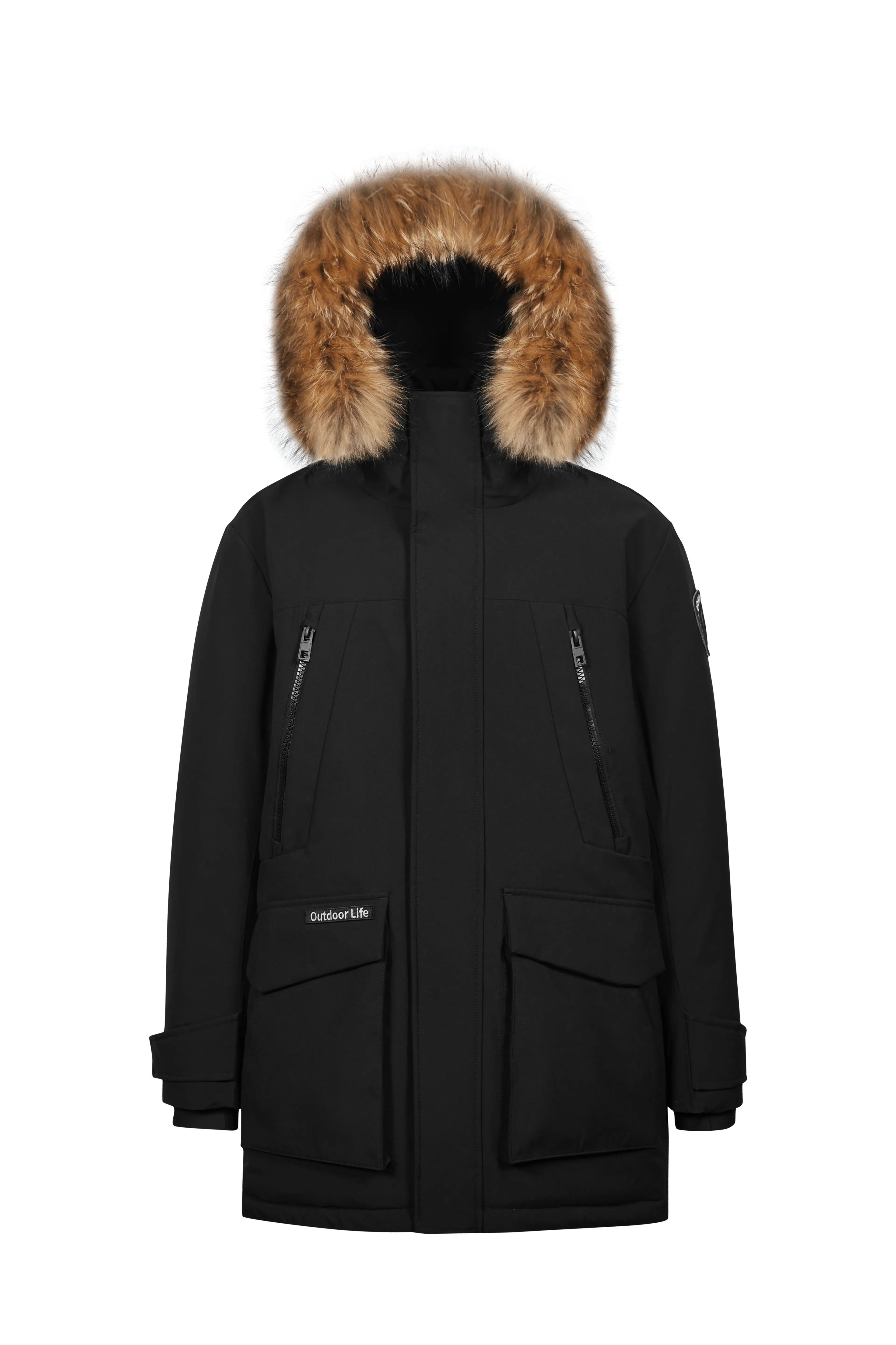 Mid-Length Goose Down Trench With Fur