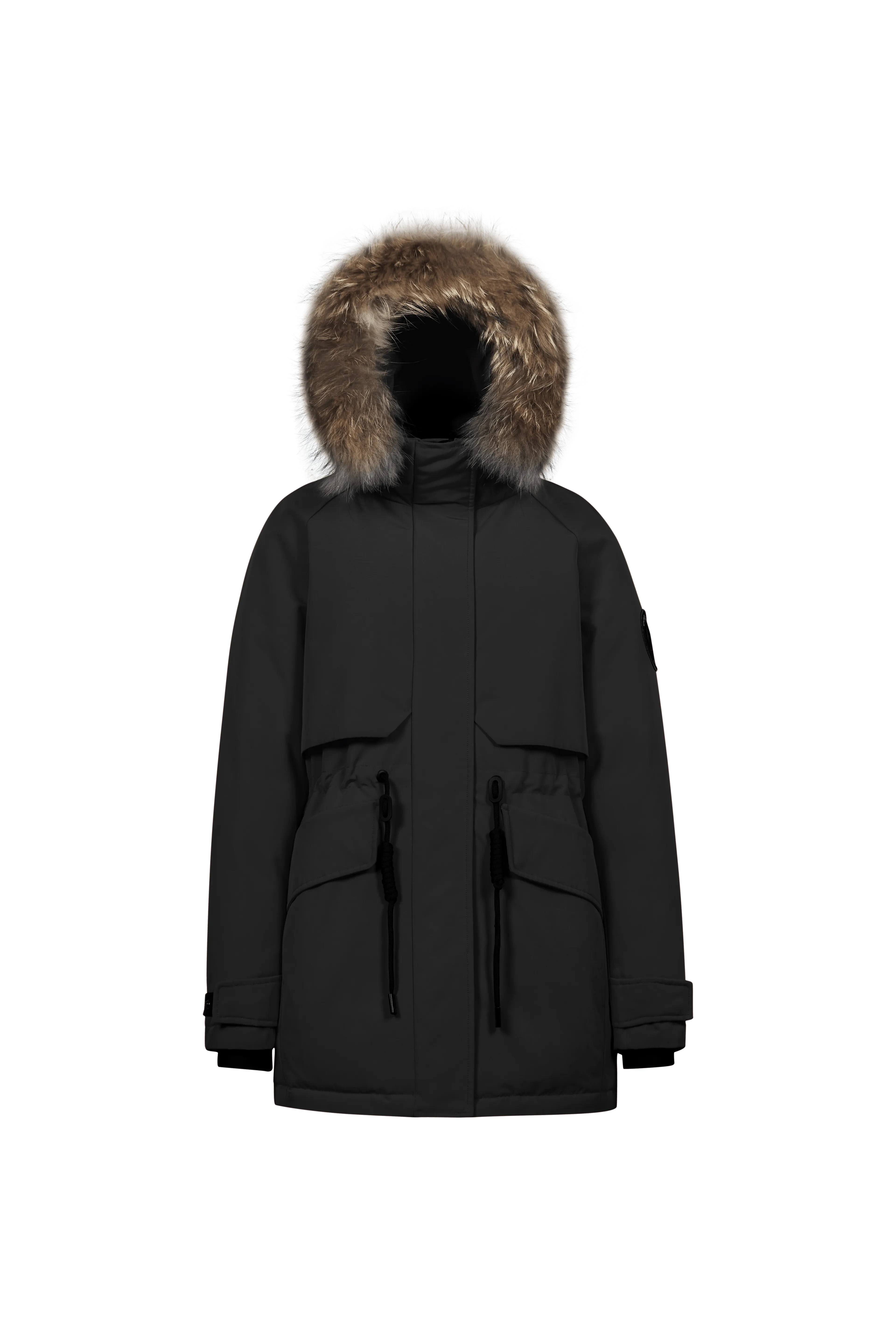 Mid-Length Goose Down Trench With Fur