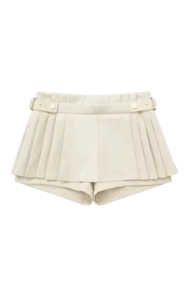 Mini Skort with Pleats - Cream