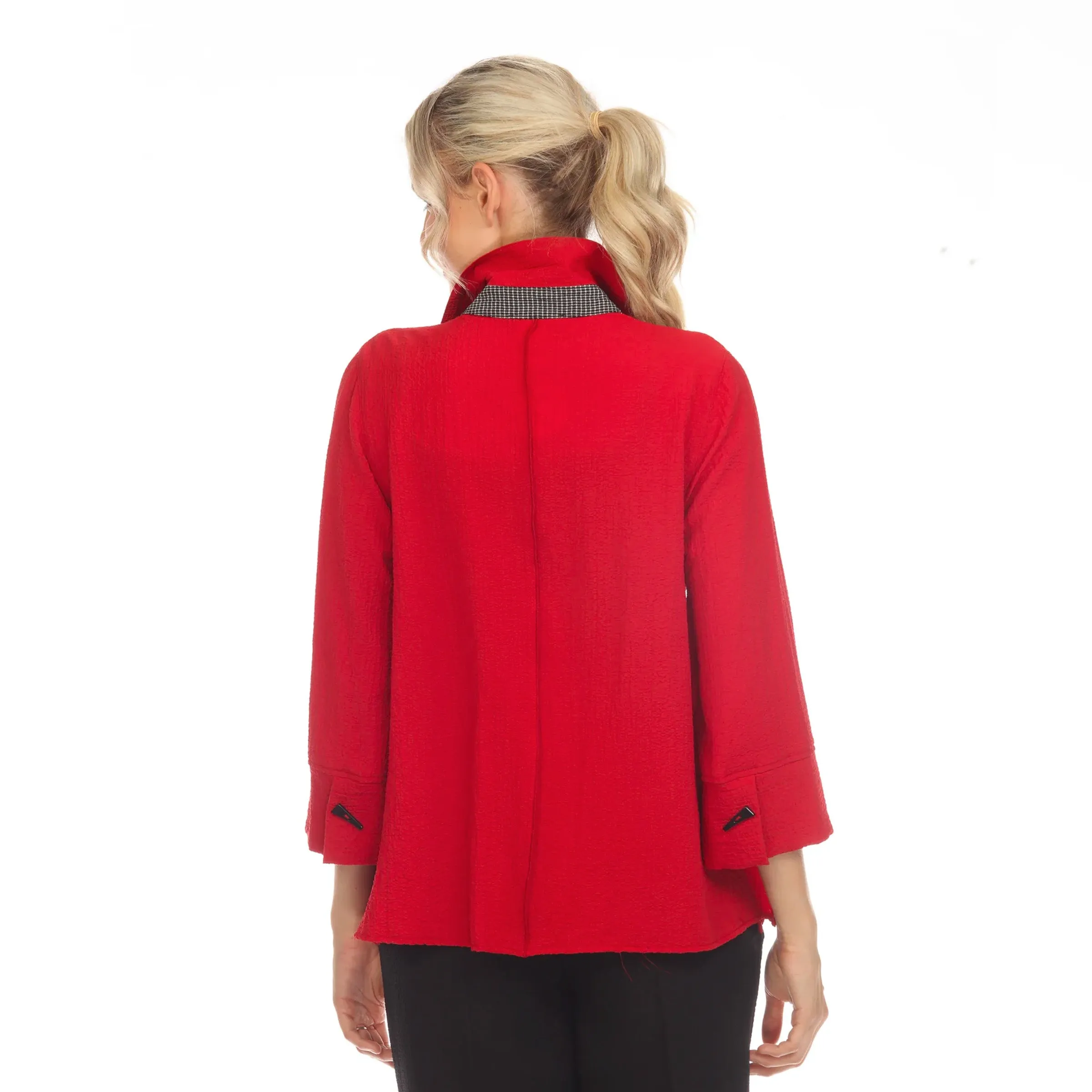 Moonlight Patch Trim Shirt/Jacket in Red - 3649-RD