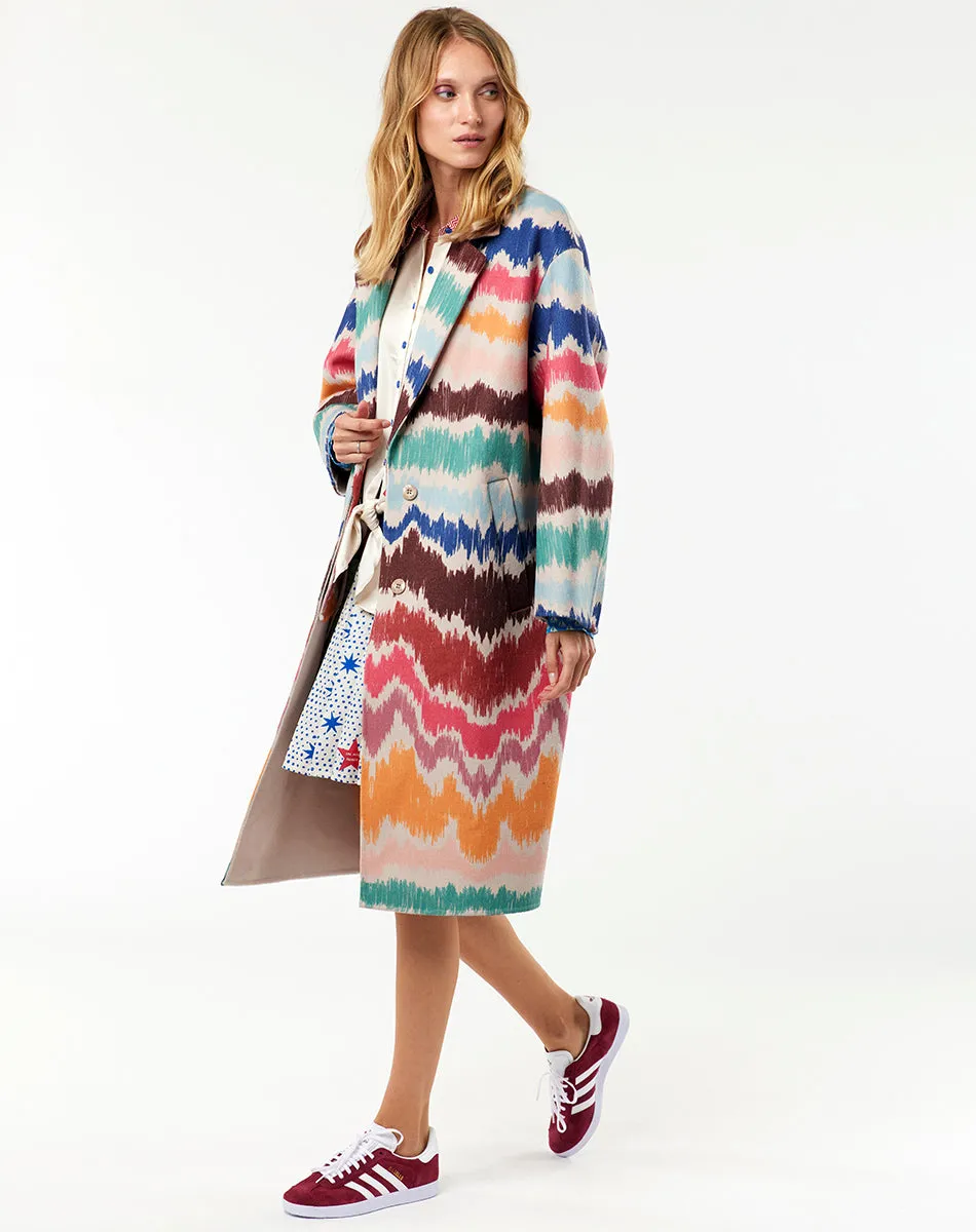 Paola Printed Colorful Midi Coat