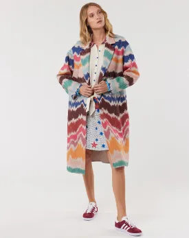 Paola Printed Colorful Midi Coat