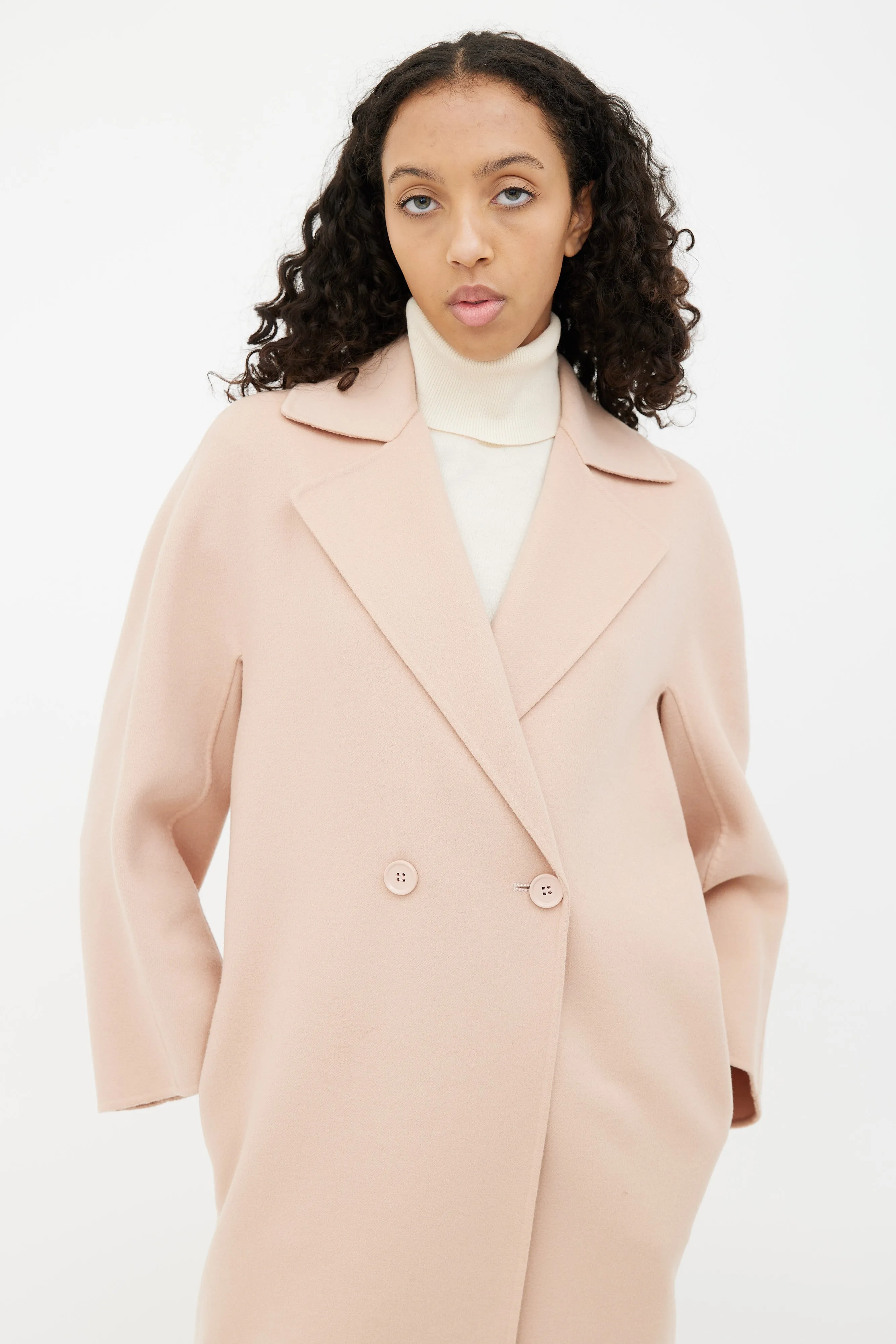 Pink Wool Oversized Coat