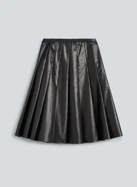 Pleated skirt midi oil | black