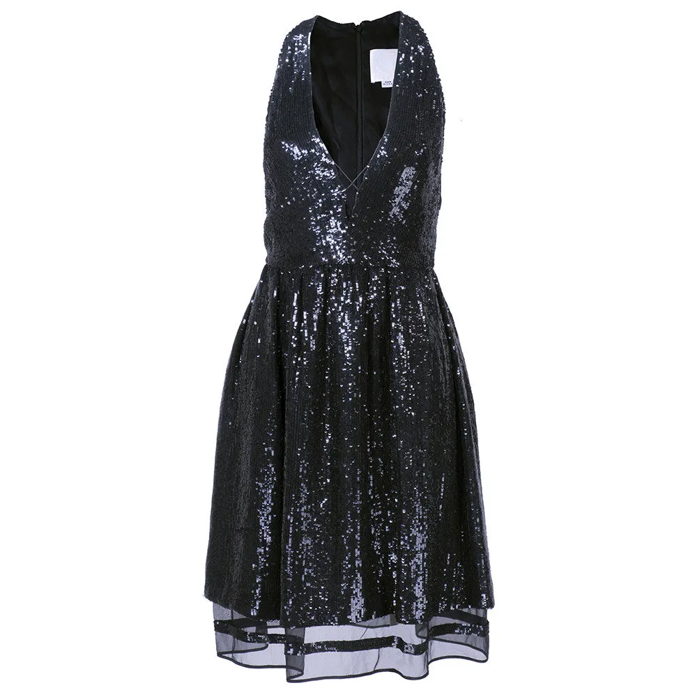 RALPH RUCCI Black Sequin Cocktail Dress