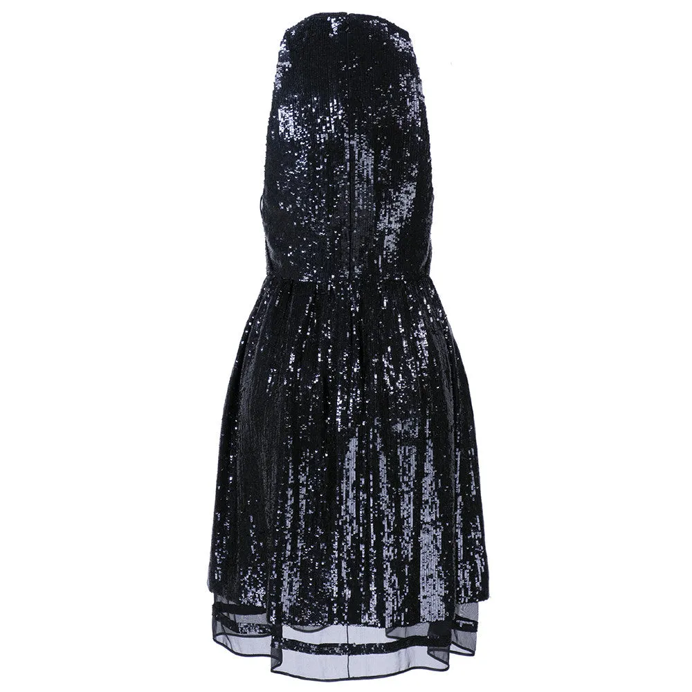 RALPH RUCCI Black Sequin Cocktail Dress