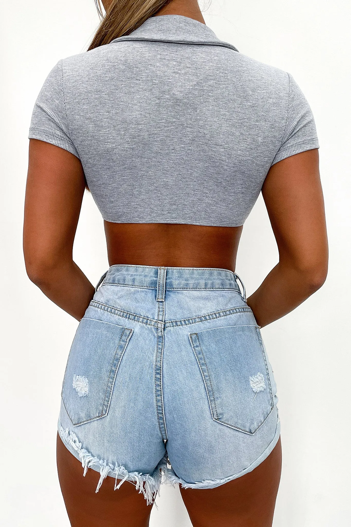 Razor Short Sleeve Crop - Grey