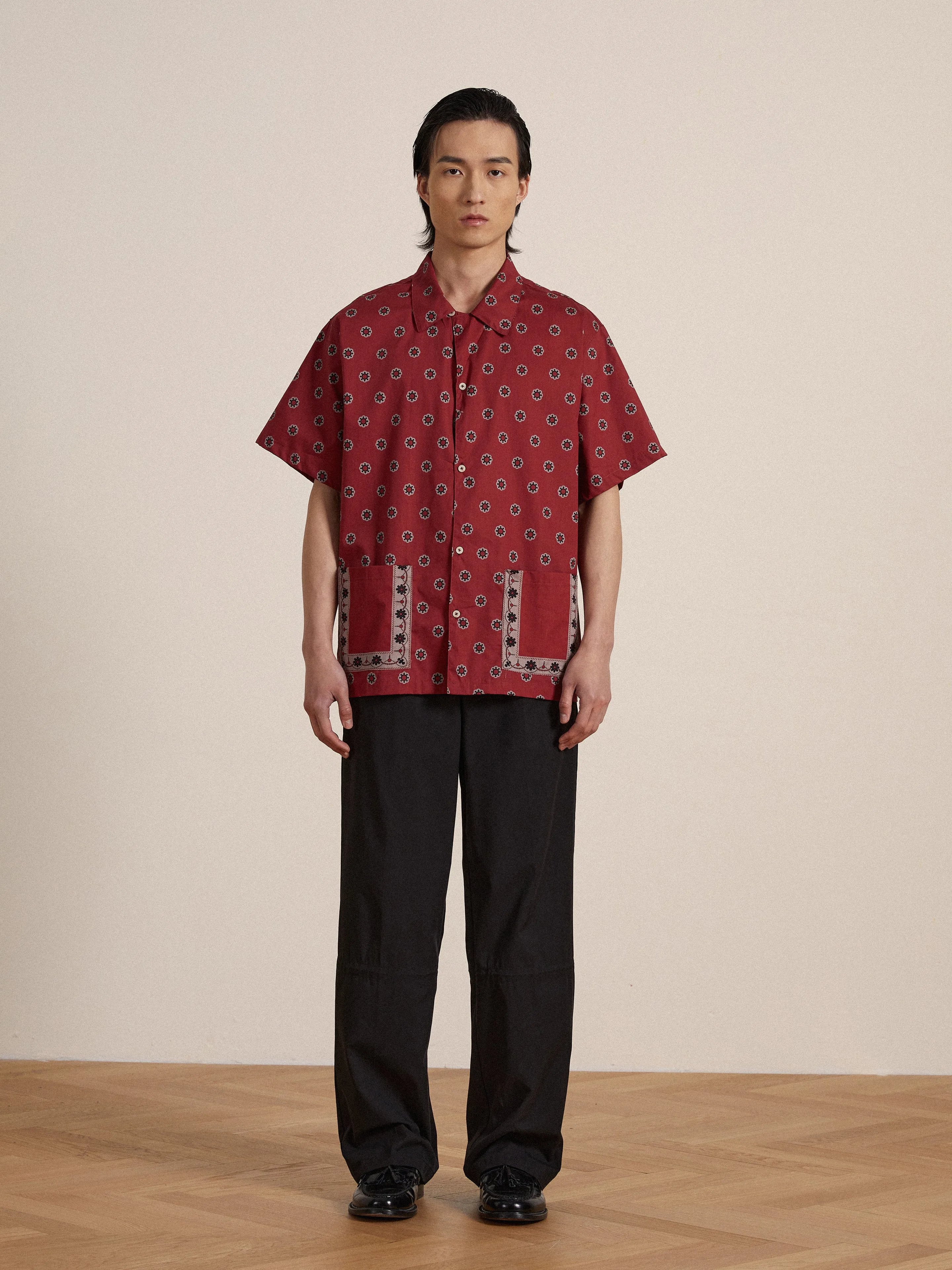 Red Motif SS Camp Shirt