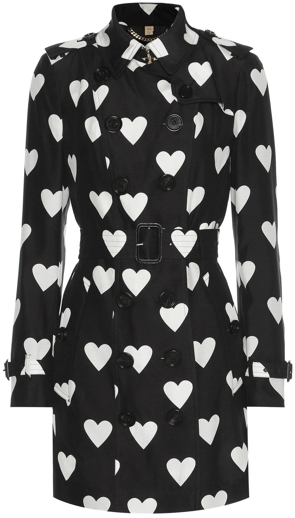 'Sandringham' Black & White Heart Printed Trench Coat