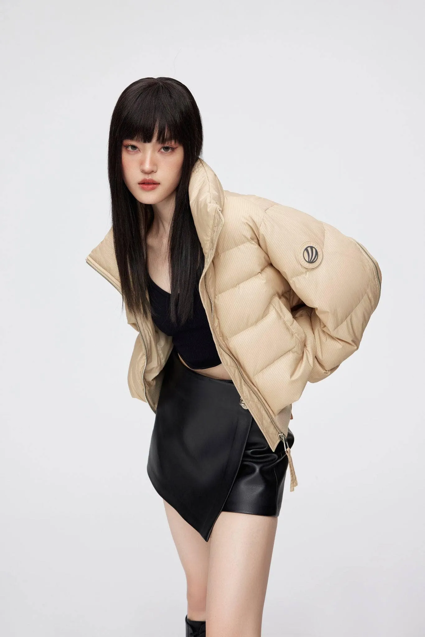 Short Down Jacket With Standing Collar