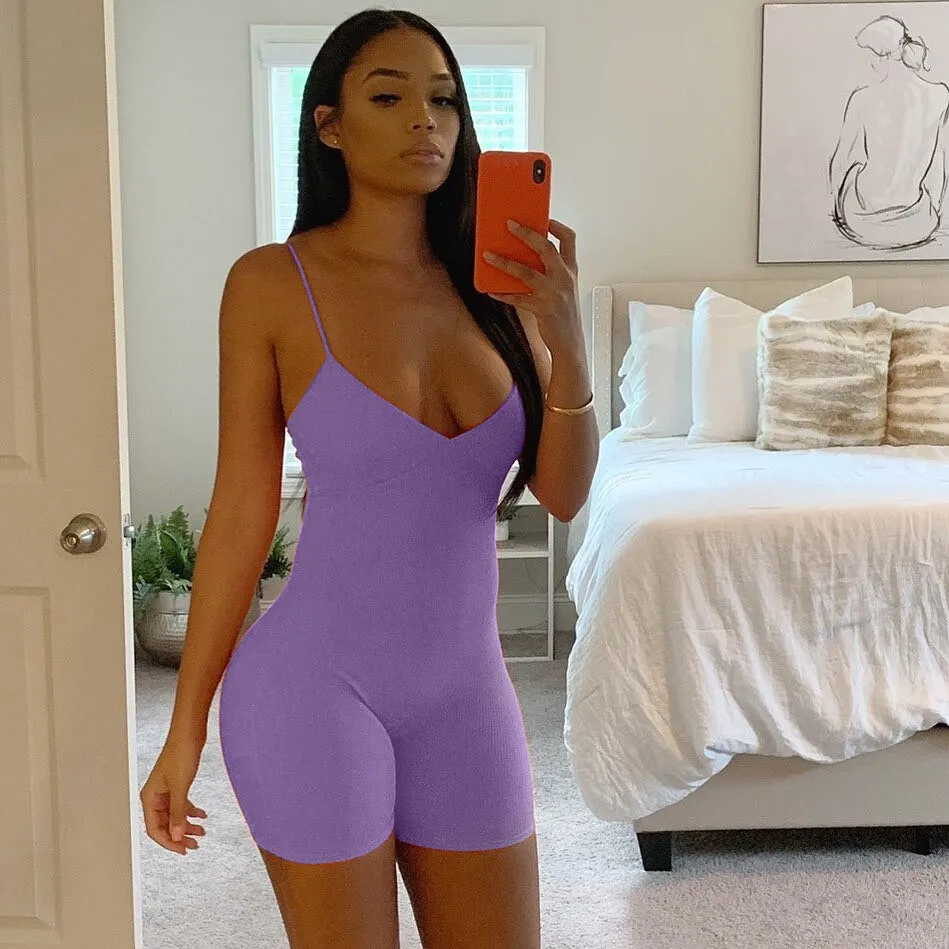 Sleeveless Cleavage Bodycon Rompers