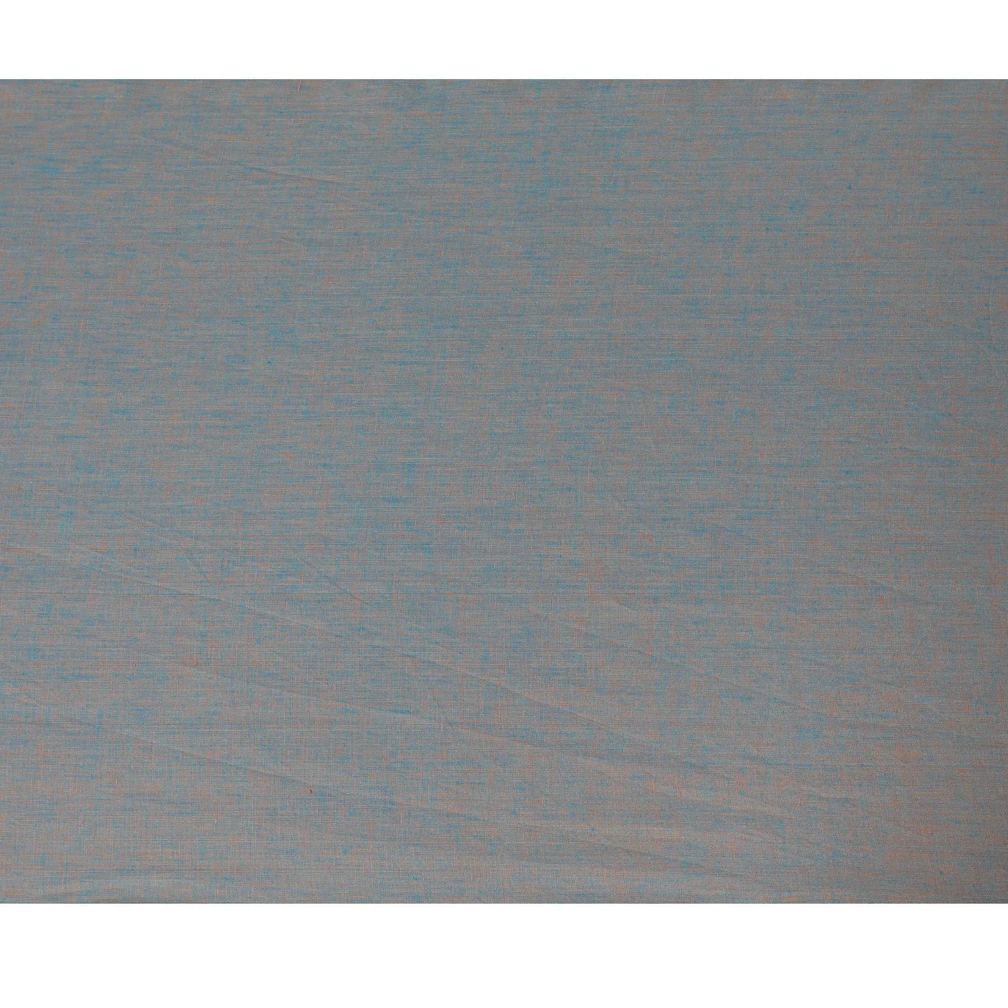 Teal blue, peach Plain Premium pure linen fabric 60Lea-D15883