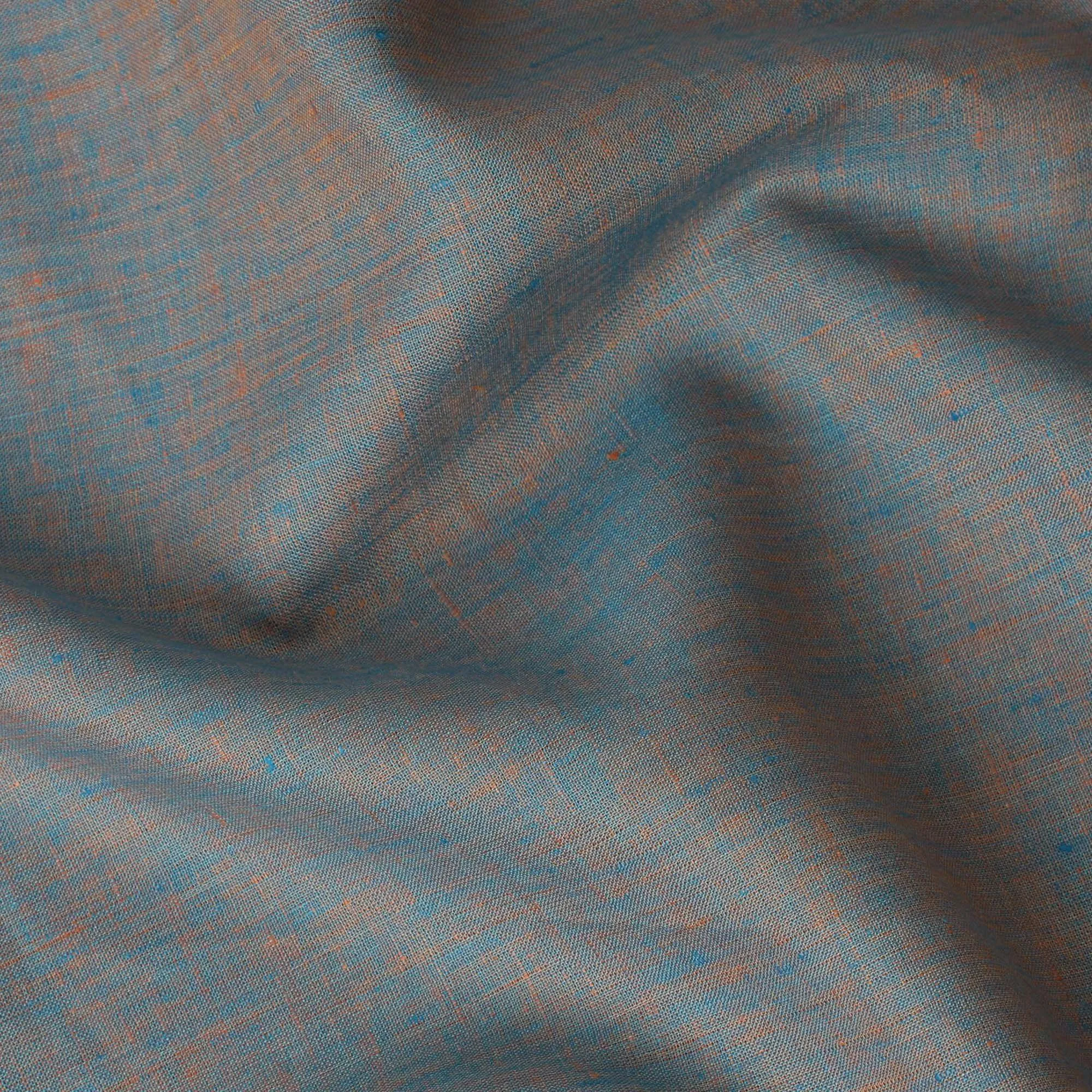 Teal blue, peach Plain Premium pure linen fabric 60Lea-D15883