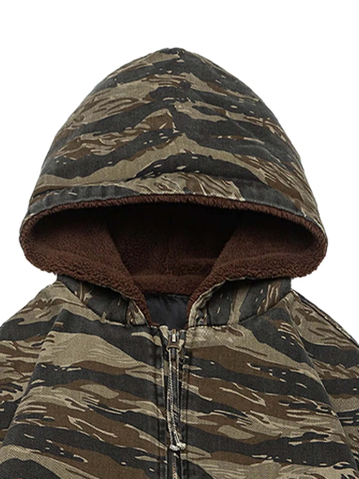 Thesupermade Camouflage Fleece Hooded Jacket