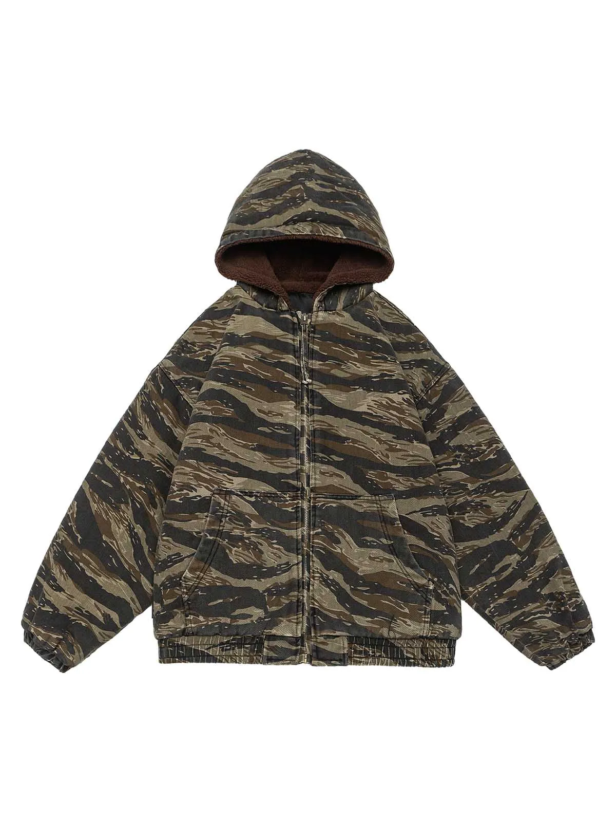 Thesupermade Camouflage Fleece Hooded Jacket