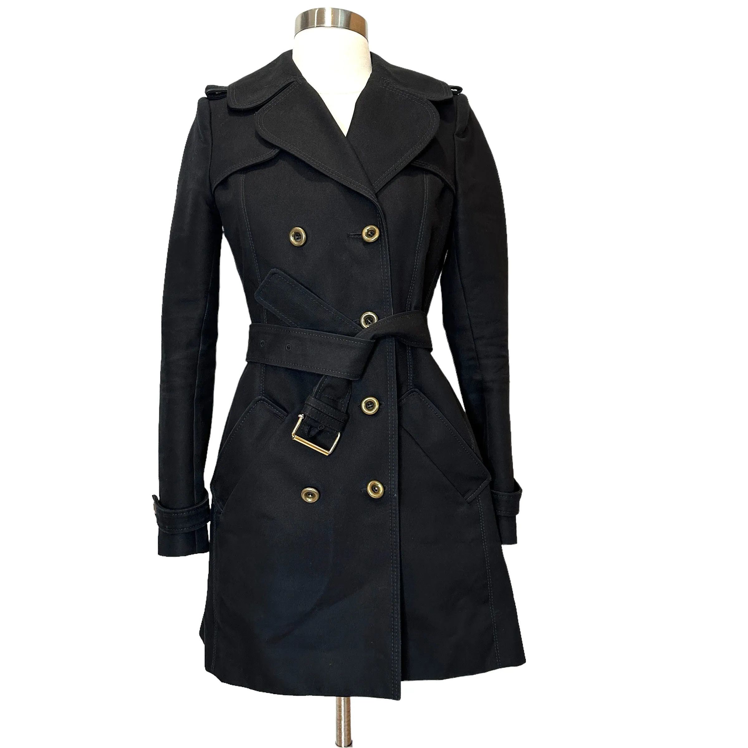 Vintage Black Trench Coat - XS