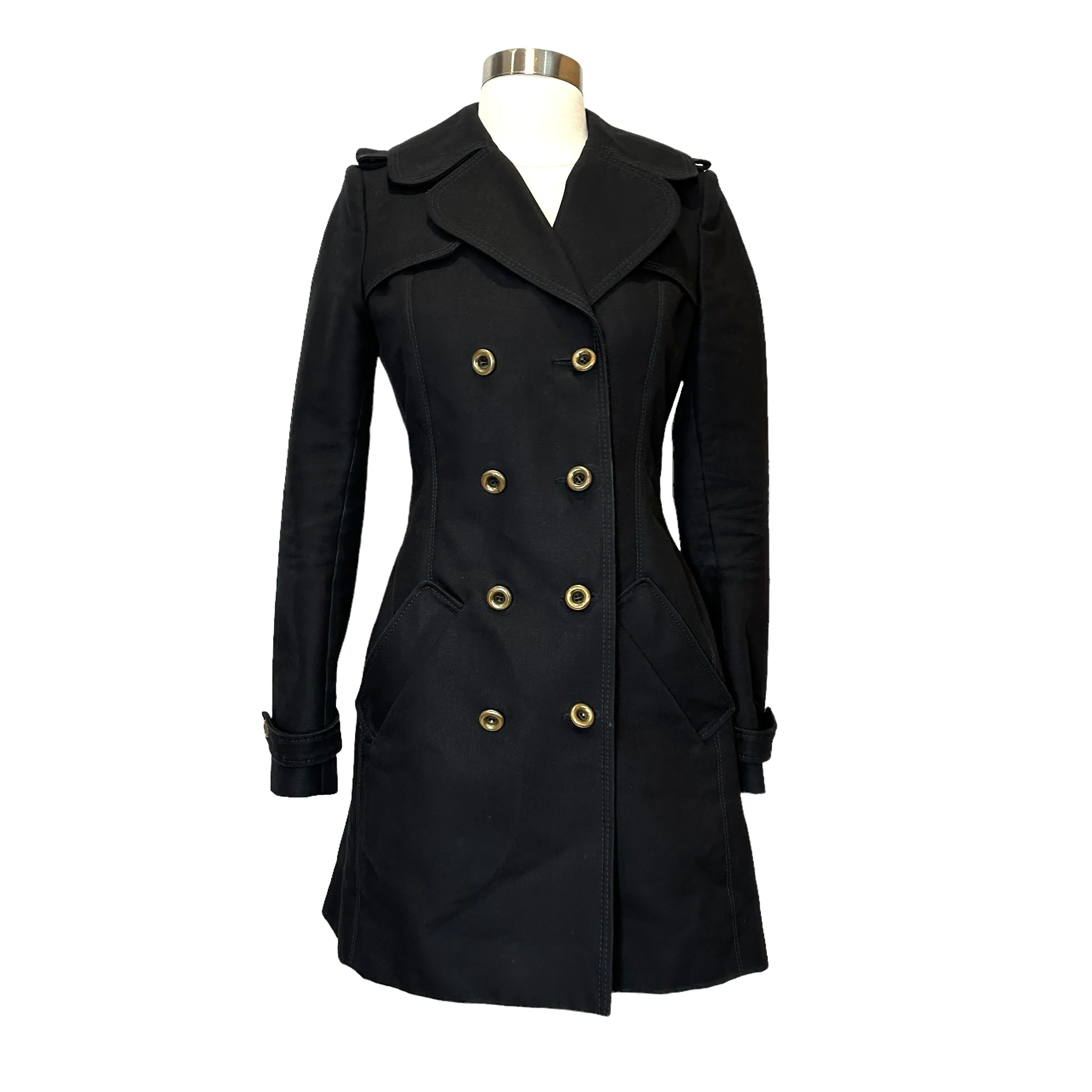 Vintage Black Trench Coat - XS