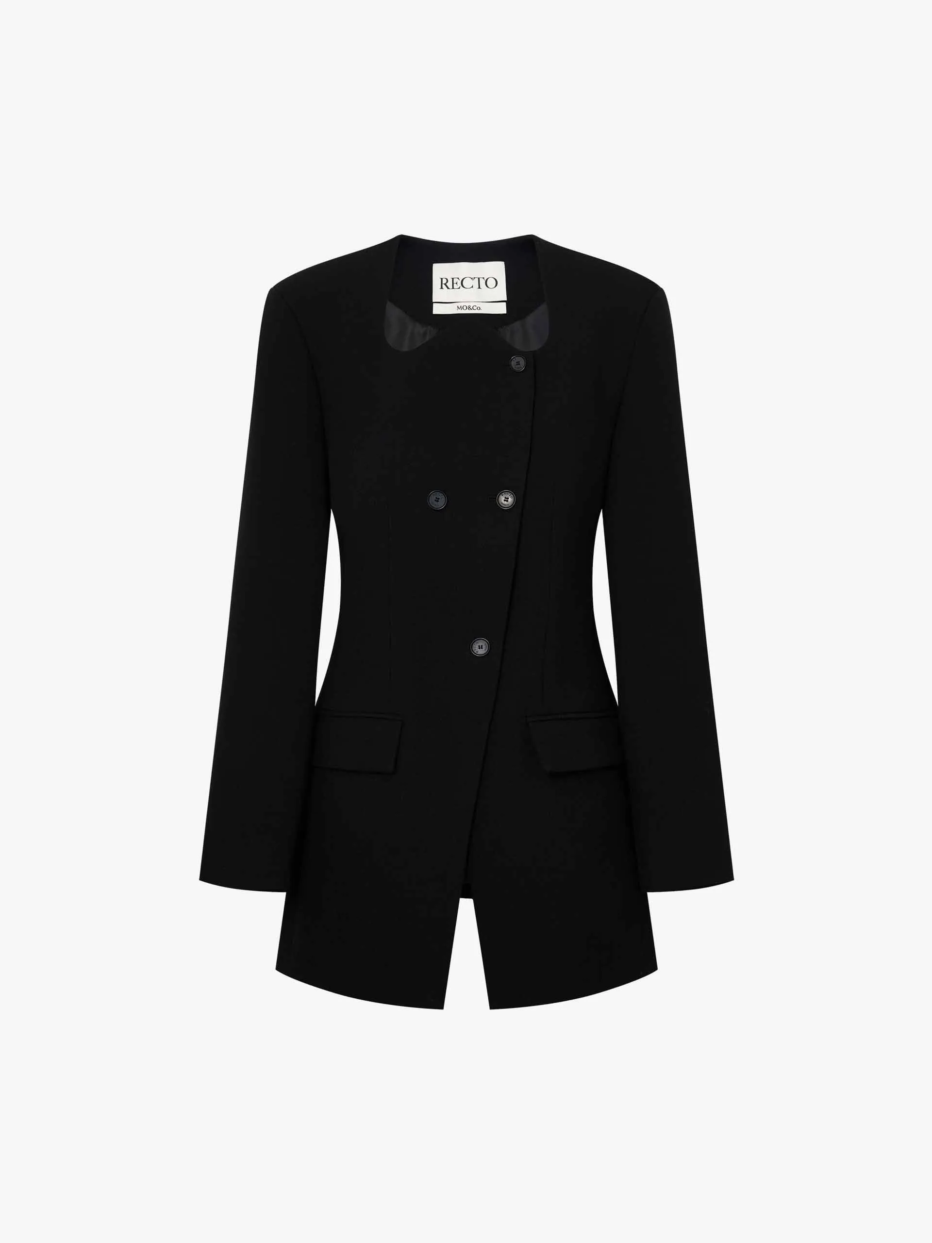 Wave Collar Wool Coat