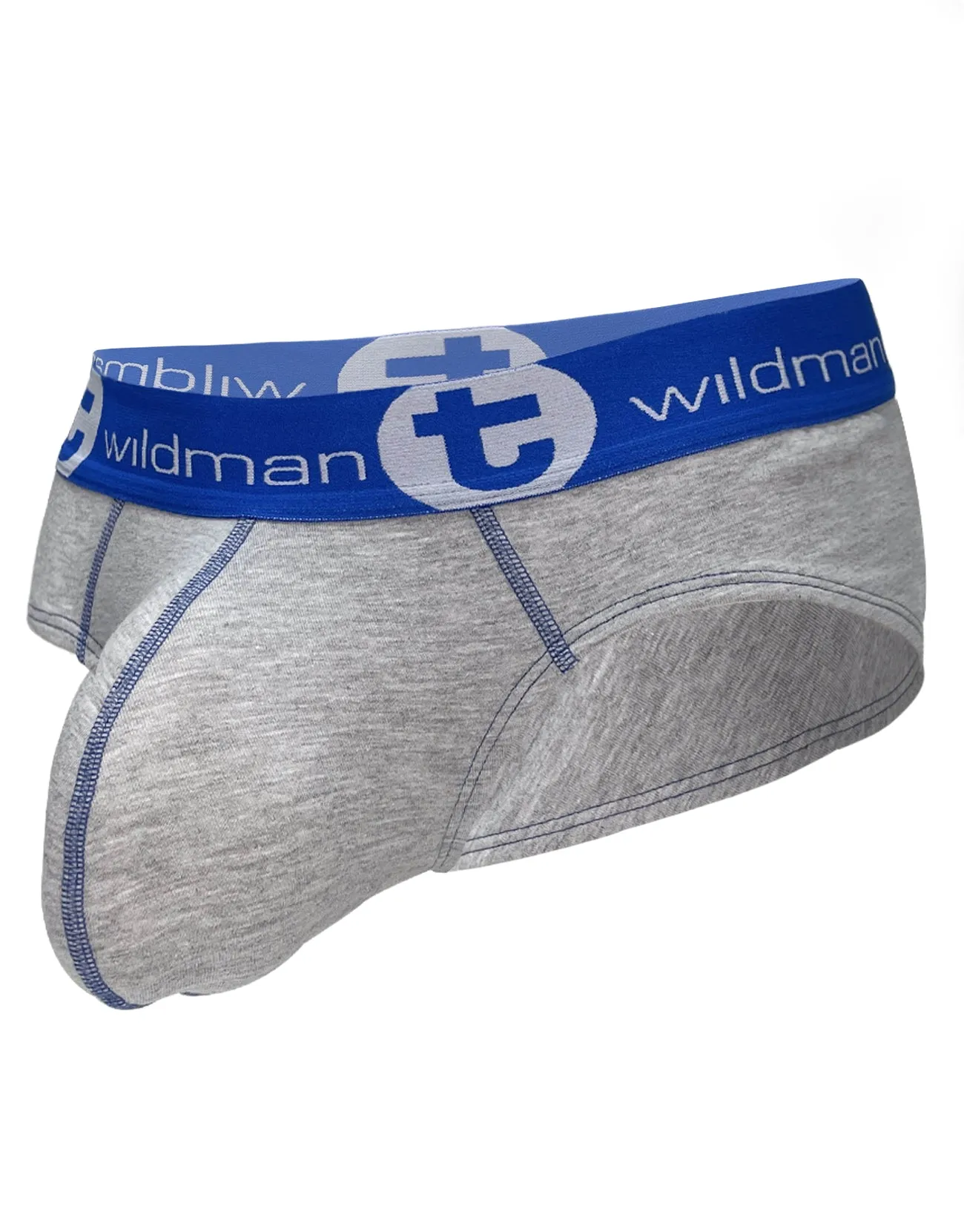 WILDMANT BIG BOY POUCH COTTON BRIEF GRAY AND BLUE