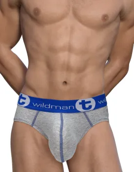 WILDMANT BIG BOY POUCH COTTON BRIEF GRAY AND BLUE