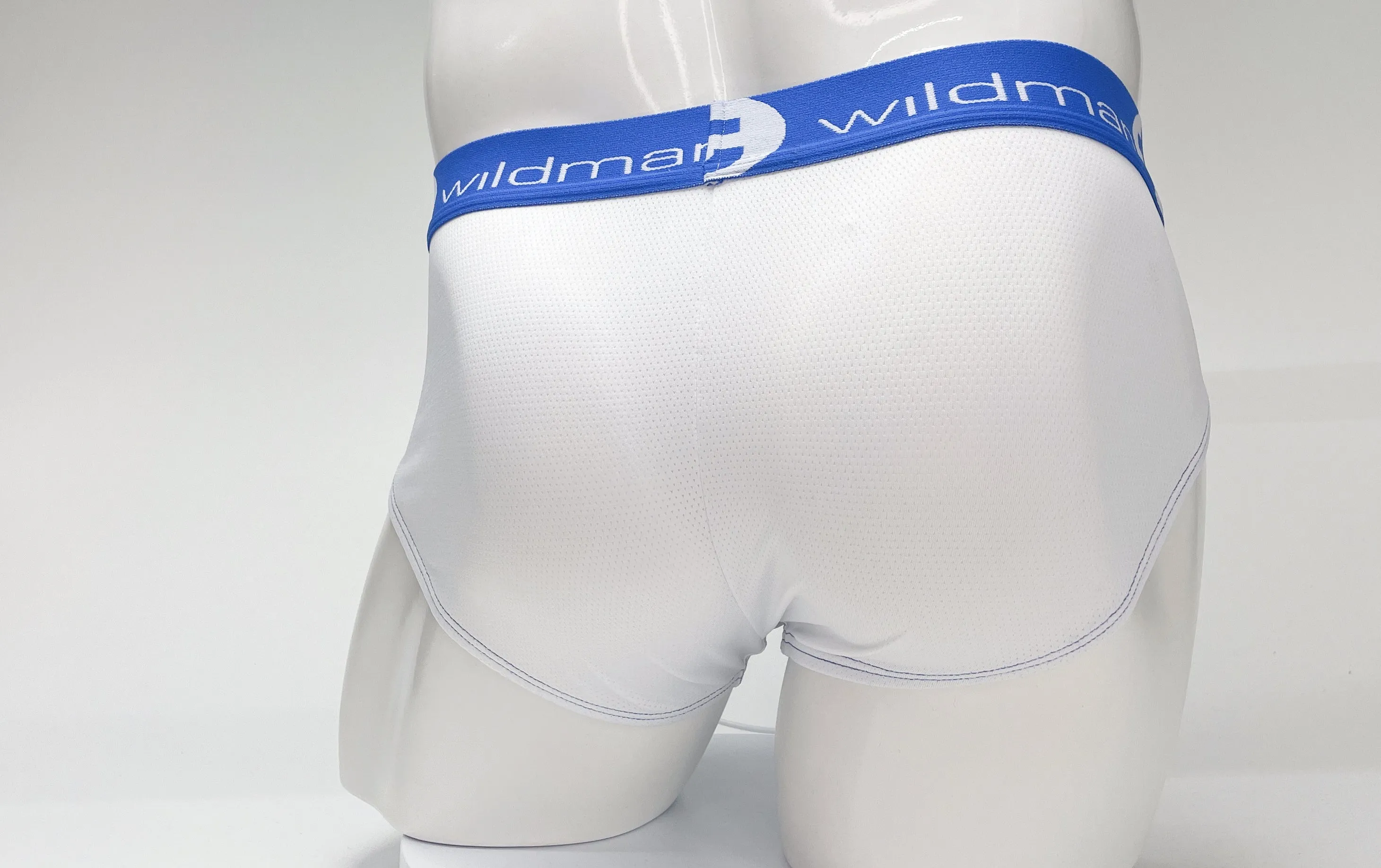 WildmanT Mesh Big Boy Pouch Brief with Stripe White and Blue